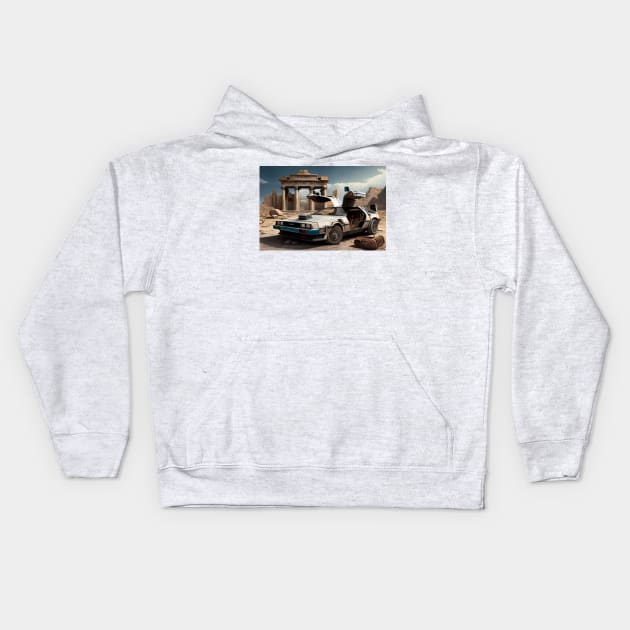 Mythical Ride: Back to the Future in Ancient Greece Kids Hoodie by Pliax Lab